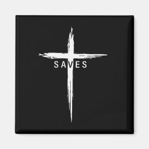 Cool Christian Cross Jesus Saves Men Women Graphic Magnet