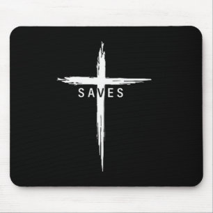 Cool Christian Cross Jesus Saves Men Women Graphic Mouse Pad