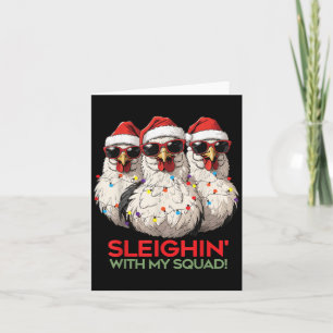 Cool Christmas Chicken In Gles, Funny Graphic Hen  Card