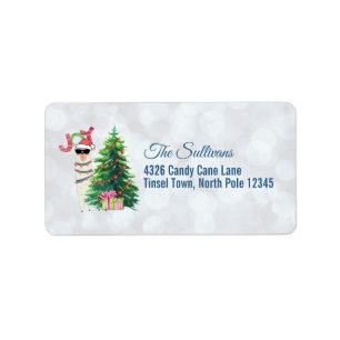 Cool Christmas Llama   Joy Typography   Bokeh Back Label