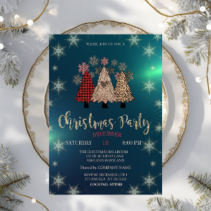 Cool Christmas Pine Trees,Green Company Party Invitation