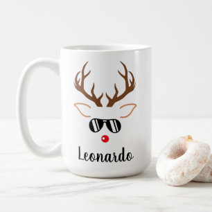 Cool Christmas Reindeer red nose black sunglasses Coffee Mug