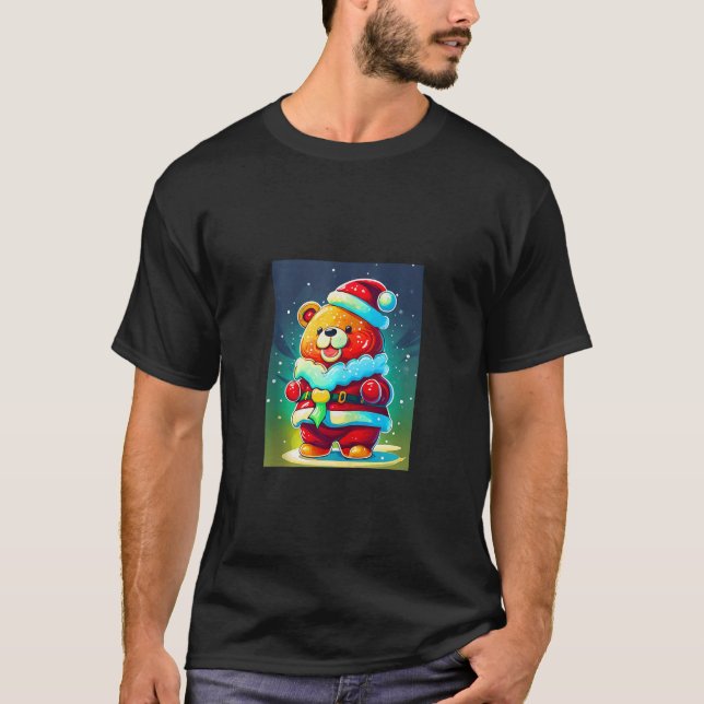 Cool Christmas Santa Clause Gummy Bear Candy in St T-Shirt (Front)