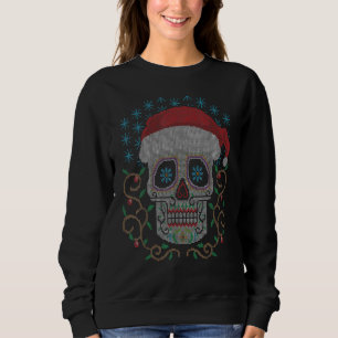 Cool Christmas Sugar Skull Santa Hat Ugly Christma Sweatshirt