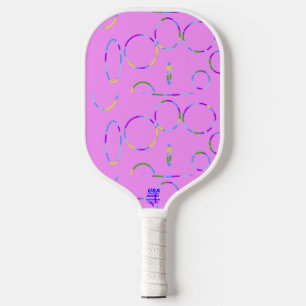 Cool Circles Pink Splash Geometric Modern Sleek Pickleball Paddle