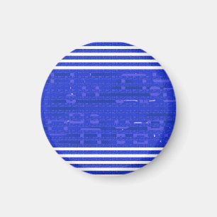 Cool Circuit Blue Geometric Stripes  Magnet