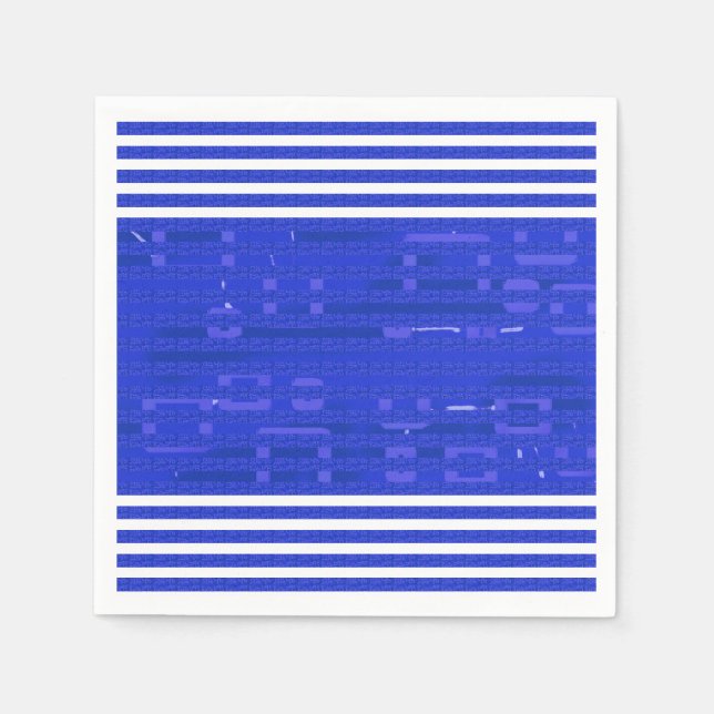 Cool Circuit Blue Geometric Stripes  Napkin (Front)