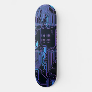 Cool Circuit Board Computer Blue Purple Skateboard