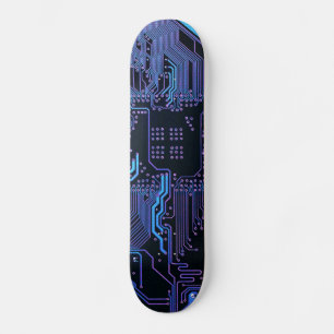 Cool Circuit Board Computer Blue Purple Skateboard