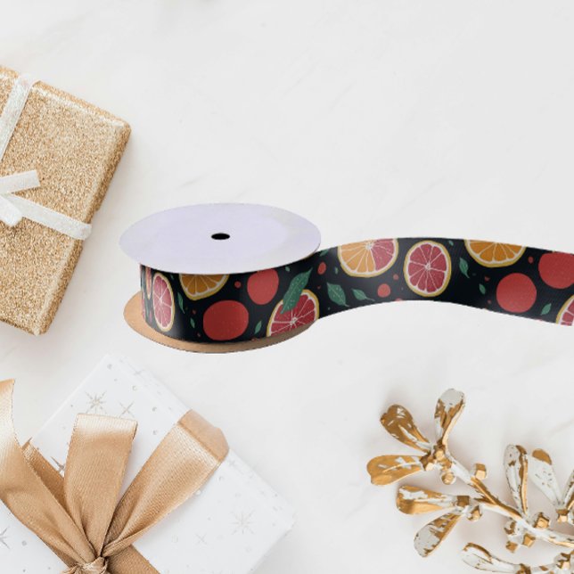 Cool Citrus Fruits Red Grapefruit Orange Pattern Satin Ribbon (Creator Uploaded)