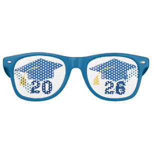 Cool Class of 2026 Blue Graduation Party Retro Sunglasses