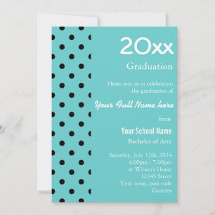 cool, classic aqua blue & balck graduation invitation