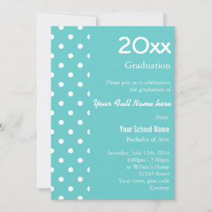 cool, classic aqua blue & white graduation invitation