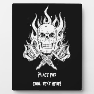 Cool Classic Elegant Black White Skull tattoo Plaque