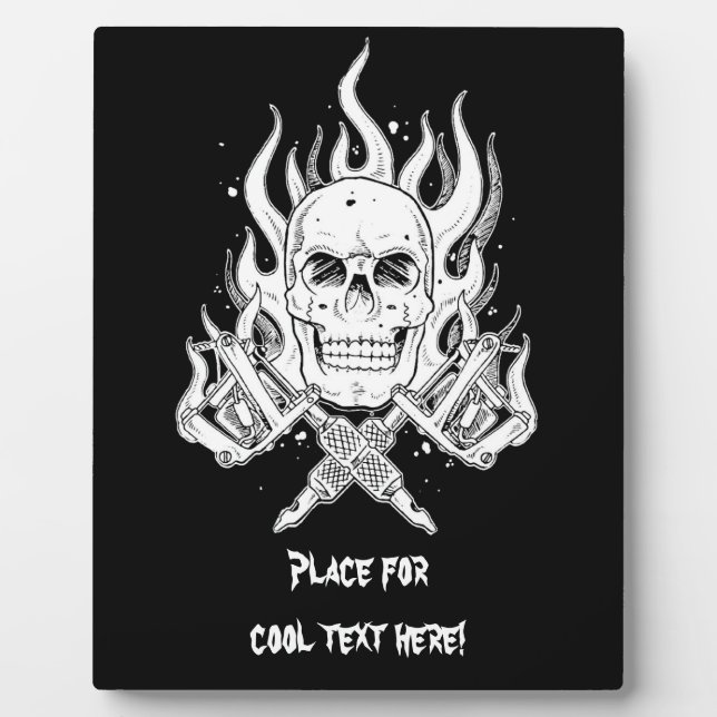 Cool Classic Elegant Black White Skull tattoo Plaque (Front)