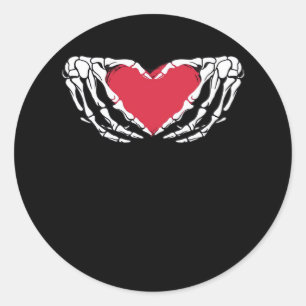 Cool Classic Funny Skeleton Hands Heart - Valentin Classic Round Sticker