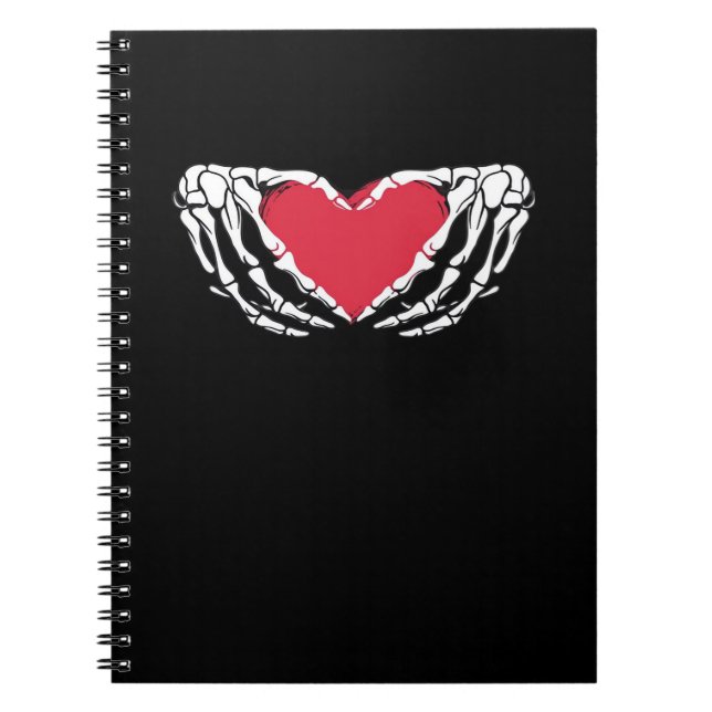 Cool Classic Funny Skeleton Hands Heart - Valentin Notebook (Front)