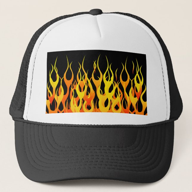Cool Classic Racing Flames Trucker Hat (Front)