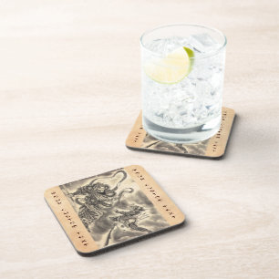 Cool classic vintage japanese demon ink tattoo coaster