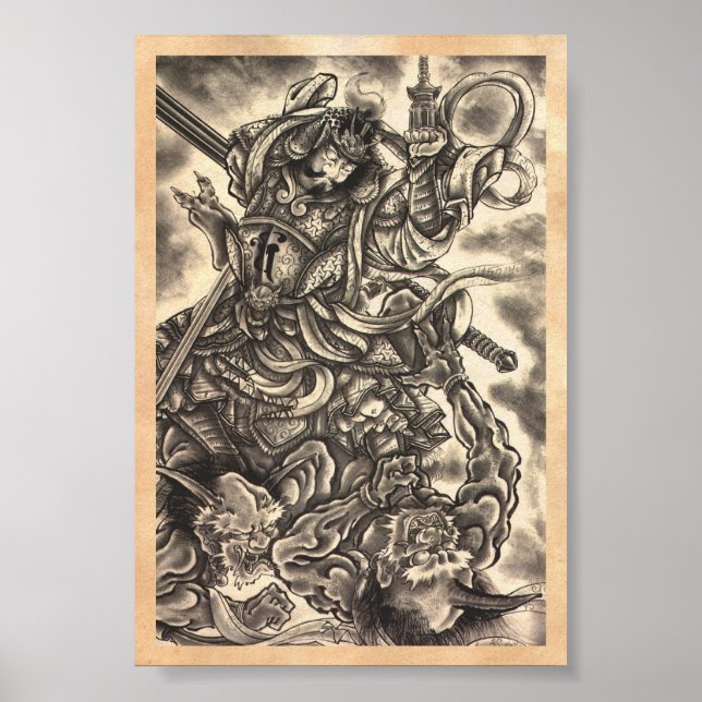 Cool classic vintage japanese demon ink tattoo poster (Front)