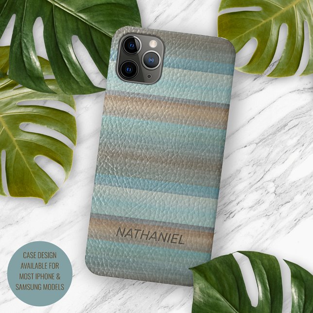 Cool Classy Artistic Leather Look Stripe Pattern iPhone Case (Creator Uploaded)