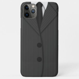 Cool Classy Dark Grey Pinstripe Suit and Tie iPhone 11 Pro Max Case