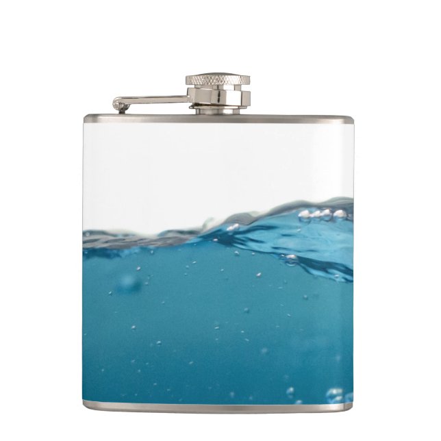 Cool Clear Blue Wave Hip Flask (Front)