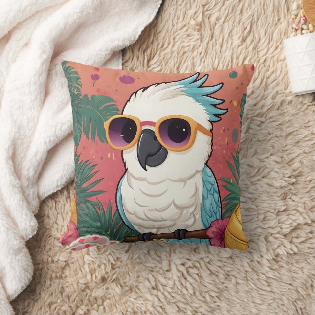 Cool Cockatoo print Cushion (Blanket)