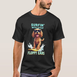 Cool Cocker Spaniel Surfing Dog T-Shirt