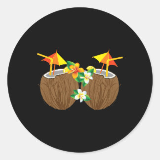 Cool Coconut Drinks Breast Funny Palm Tree Juice D Classic Round Sticker