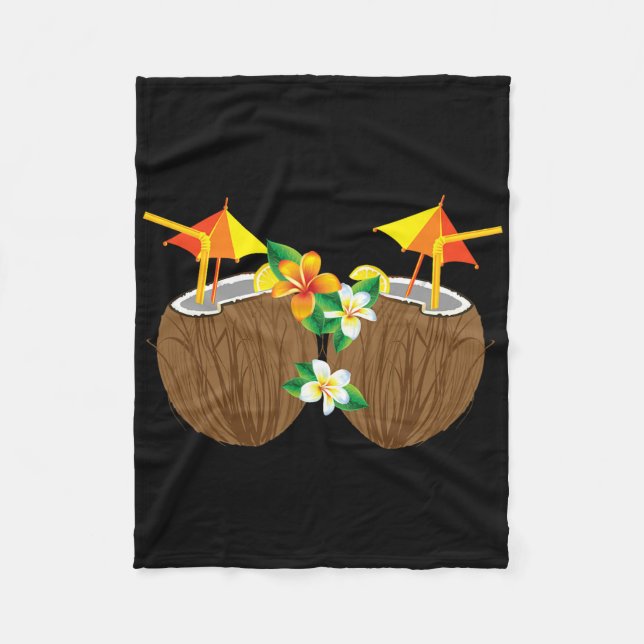Cool Coconut Drinks Breast Funny Palm Tree Juice D Fleece Blanket (Front)