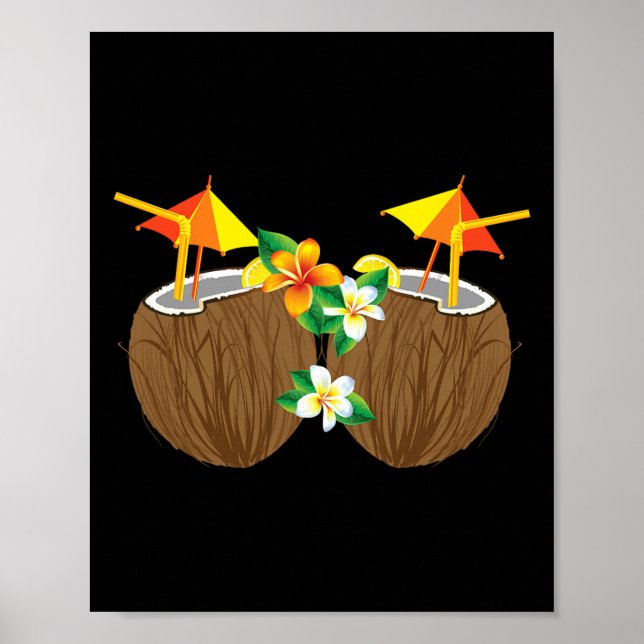 Cool Coconut Drinks Breast Funny Palm Tree Juice D Poster (Front)