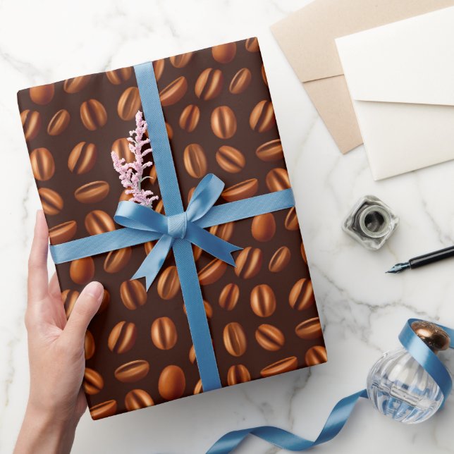 cool coffee bean tiled pattern party wrapping paper (Gifting)