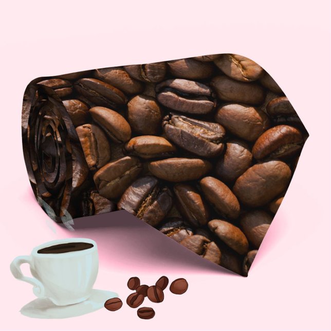 Cool Coffee Beans Pattern Fun Modern  Tie (A fun coffee bean tie for the caffeine addict in your life! Makes a great gift.)