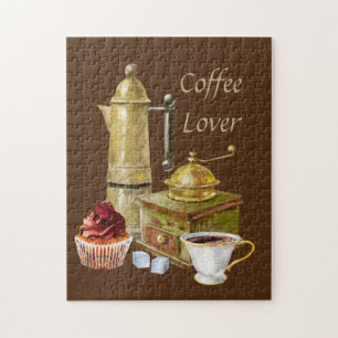 cool coffee lovers add text jigsaw puzzle