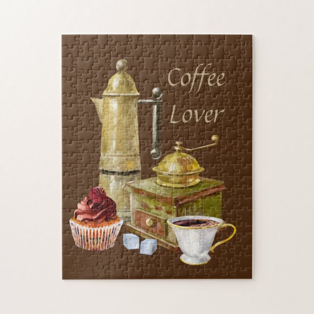 cool coffee lovers add text jigsaw puzzle  (Vertical)
