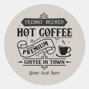 Cool coffee shop customisable  classic round sticker