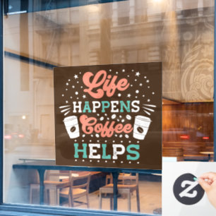 cool coffee shop word art Window Cling 
