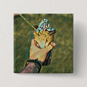 Cool cold freezing ice cream 15 cm square badge