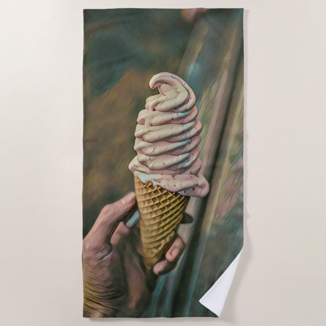 Cool cold freezing ice cream beach towel (Front)