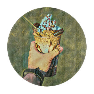 Cool cold freezing ice cream cutting board