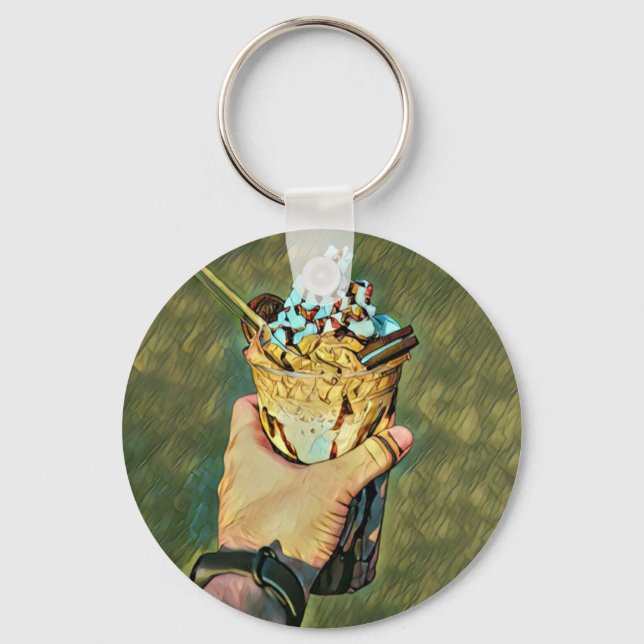 Cool cold freezing ice cream key ring (Front)