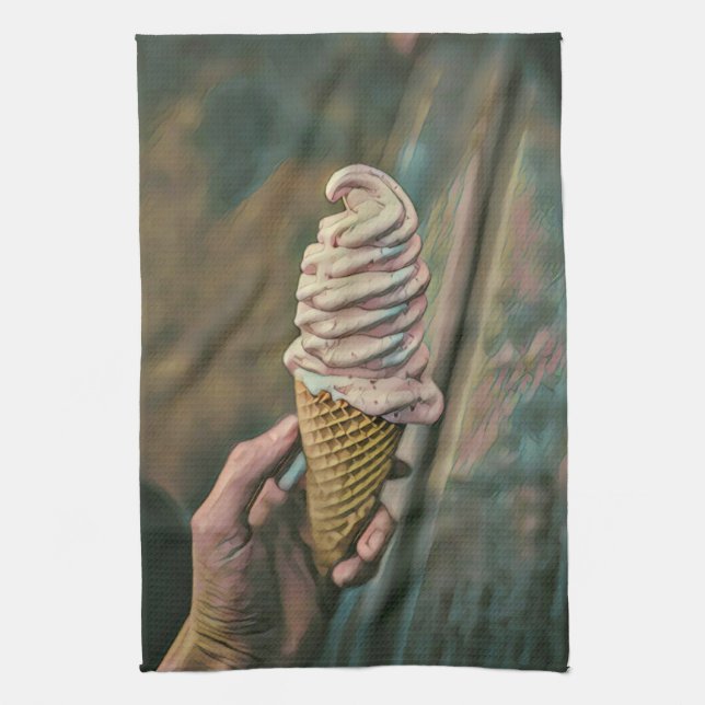 Cool cold freezing ice cream tea towel (Vertical)