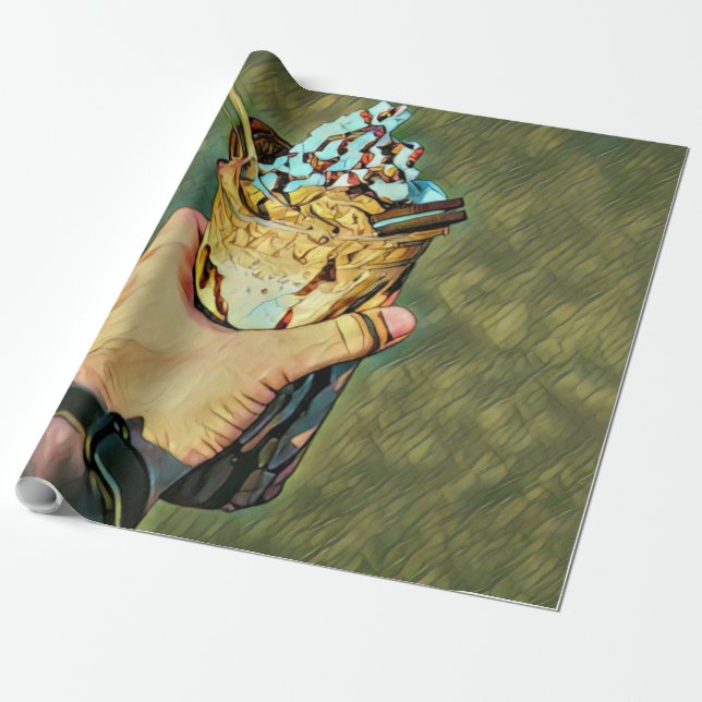 Cool cold freezing ice cream wrapping paper (Unrolled)