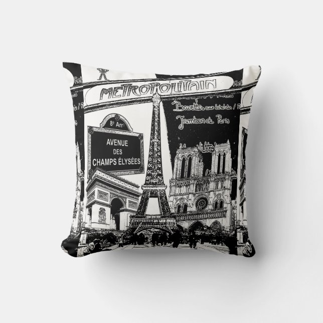 Cool Collage of Photo Illustrations of Paris Cushion (Front)