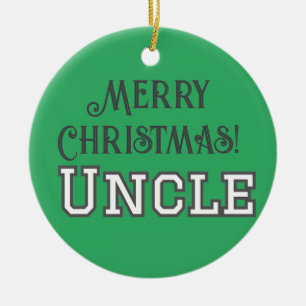 Cool College Green Text Merry Christmas Uncle Ceramic Ornament