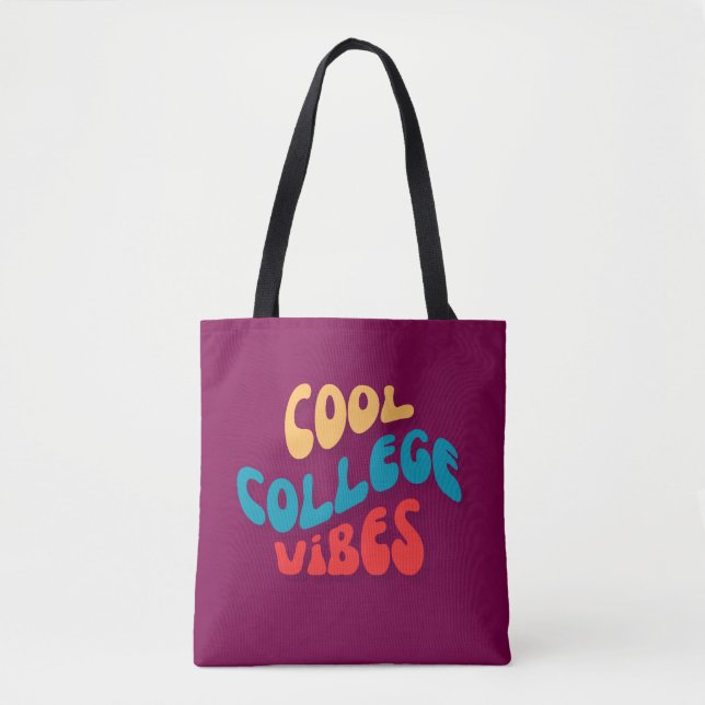 COOL COLLEGE VIBES BOHO TOTE BAG (Front)