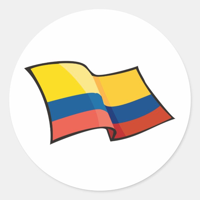 Cool Colombia Flag Classic Round Sticker (Front)