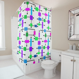 Cool Color Grid  Shower Curtain