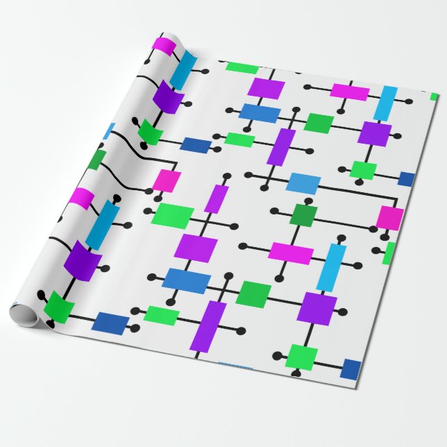 Cool Color Grid  Wrapping Paper (Unrolled)